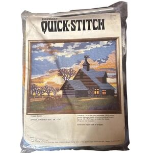 Bernat Quick Stitch Dusk Cross Stitch Kit 1979 17" x 20" Log Cabin NEW OLD STOCK
